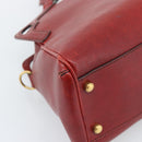 CARTIER Marcello Hand Bag Leather Red Gold Tone Auth ka5383A-11
