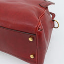 CARTIER Marcello Hand Bag Leather Red Gold Tone Auth ka5383A-12