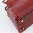 CARTIER Marcello Hand Bag Leather Red Gold Tone Auth ka5383A-13