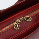 CARTIER Marcello Hand Bag Leather Red Gold Tone Auth ka5383A-14