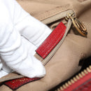 CARTIER Marcello Hand Bag Leather Red Gold Tone Auth ka5383A-21