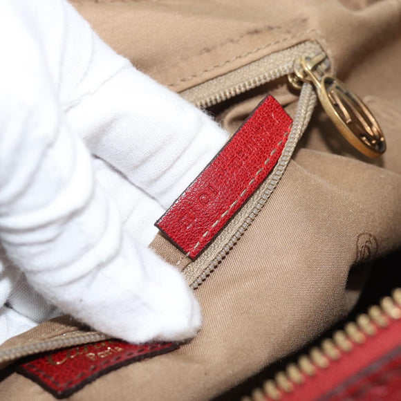 CARTIER Marcello Hand Bag Leather Red Gold Tone Auth ka5383A