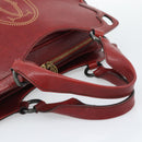 CARTIER Marcello Hand Bag Leather Red Gold Tone Auth ka5383A-7