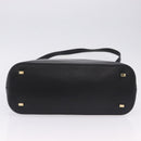 CELINE Hand Bag Leather 2way Black Gold Tone Auth ka5384V-11