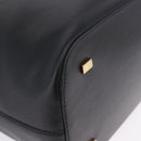 CELINE Hand Bag Leather 2way Black Gold Tone Auth ka5384V-12