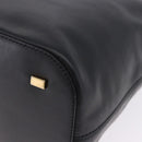 CELINE Hand Bag Leather 2way Black Gold Tone Auth ka5384V-13
