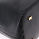 CELINE Hand Bag Leather 2way Black Gold Tone Auth ka5384V-14