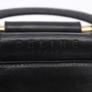 CELINE Hand Bag Leather 2way Black Gold Tone Auth ka5384V-16