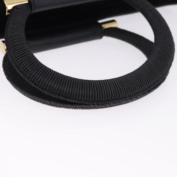 CELINE Hand Bag Leather 2way Black Gold Tone Auth ka5384V