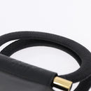 CELINE Hand Bag Leather 2way Black Gold Tone Auth ka5384V-8