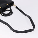 CELINE Hand Bag Leather 2way Black Gold Tone Auth ka5384V-9