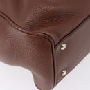 Salvatore Ferragamo Gancini Hand Bag Leather Brown Silver Auth ka5385A-10