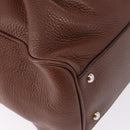 Salvatore Ferragamo Gancini Hand Bag Leather Brown Silver Auth ka5385A-12