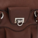 Salvatore Ferragamo Gancini Hand Bag Leather Brown Silver Auth ka5385A-15