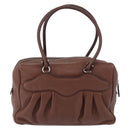 Salvatore Ferragamo Gancini Hand Bag Leather Brown Silver Auth ka5385A-3