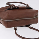Salvatore Ferragamo Gancini Hand Bag Leather Brown Silver Auth ka5385A-6