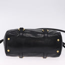 Miu Miu Hand Bag Leather 2way Black Gold Tone Auth ka5386M-5