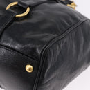Miu Miu Hand Bag Leather 2way Black Gold Tone Auth ka5386M-16