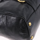 Miu Miu Hand Bag Leather 2way Black Gold Tone Auth ka5386M-17
