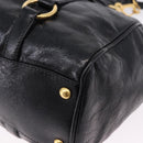 Miu Miu Hand Bag Leather 2way Black Gold Tone Auth ka5386M-18