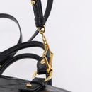 Miu Miu Hand Bag Leather 2way Black Gold Tone Auth ka5386M-10