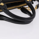 Miu Miu Hand Bag Leather 2way Black Gold Tone Auth ka5386M-7