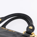 Miu Miu Hand Bag Leather 2way Black Gold Tone Auth ka5386M-14