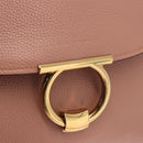 Salvatore Ferragamo Gancini Hand Bag Leather 2way Pink Gold Tone Auth ka5387V-16