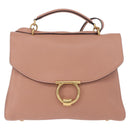 Salvatore Ferragamo Gancini Hand Bag Leather 2way Pink Gold Tone Auth ka5387V-2