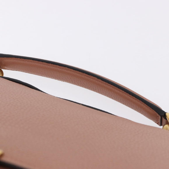 Salvatore Ferragamo Gancini Hand Bag Leather 2way Pink Gold Tone Auth ka5387V