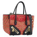 Miu Miu Hand Bag Leather 2way Black Gold Tone Auth ka5388V-1