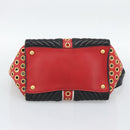 Miu Miu Hand Bag Leather 2way Black Gold Tone Auth ka5388V-5