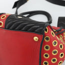 Miu Miu Hand Bag Leather 2way Black Gold Tone Auth ka5388V-10