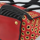 Miu Miu Hand Bag Leather 2way Black Gold Tone Auth ka5388V-16