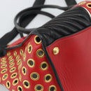 Miu Miu Hand Bag Leather 2way Black Gold Tone Auth ka5388V-17