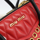 Miu Miu Hand Bag Leather 2way Black Gold Tone Auth ka5388V-18