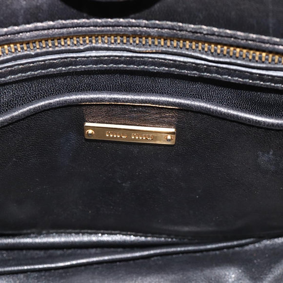Miu Miu Hand Bag Leather 2way Black Gold Tone Auth ka5388V