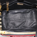 Miu Miu Hand Bag Leather 2way Black Gold Tone Auth ka5388V-11
