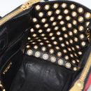 Miu Miu Hand Bag Leather 2way Black Gold Tone Auth ka5388V-20