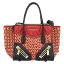 Miu Miu Hand Bag Leather 2way Black Gold Tone Auth ka5388V-13
