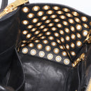 Miu Miu Hand Bag Leather 2way Black Gold Tone Auth ka5388V-21