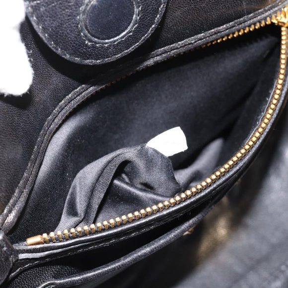 Miu Miu Hand Bag Leather 2way Black Gold Tone Auth ka5388V