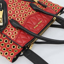 Miu Miu Hand Bag Leather 2way Black Gold Tone Auth ka5388V-6