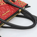 Miu Miu Hand Bag Leather 2way Black Gold Tone Auth ka5388V-7