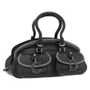 Christian Dior Hand Bag Leather Black Silver Auth ka5389M-1