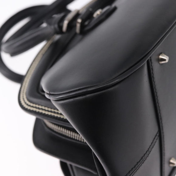 Christian Dior Hand Bag Leather Black Silver Auth ka5389M