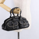 Christian Dior Hand Bag Leather Black Silver Auth ka5389M-24