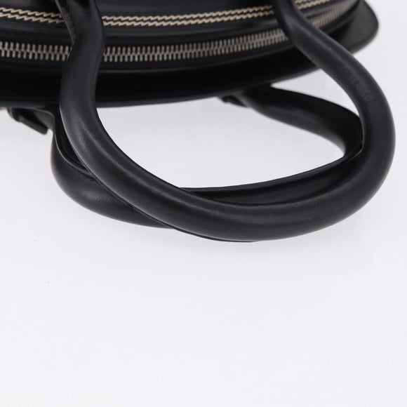 Christian Dior Hand Bag Leather Black Silver Auth ka5389M