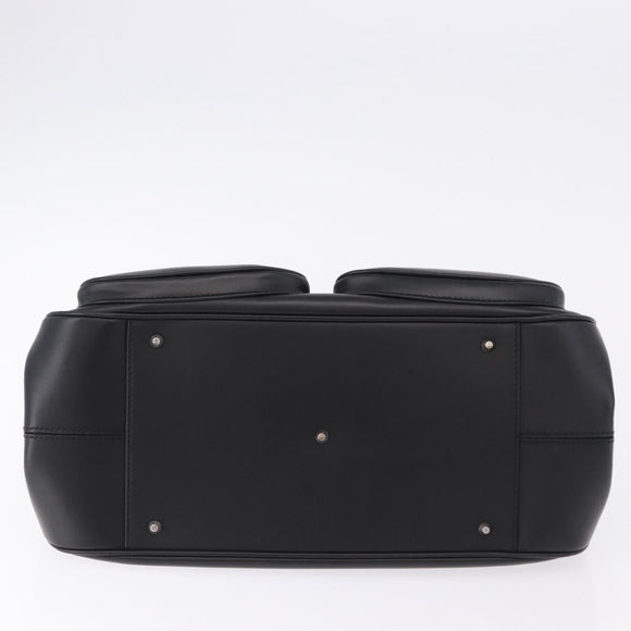 Christian Dior Hand Bag Leather Black Silver Auth ka5389M