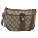 GUCCI GG Supreme Web Sherry Line Shoulder Bag PVC Leather Beige Gold Auth ka5390-1